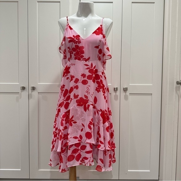 Lulus Valorous Vera Pink Floral Print Midi Dress Size Medium - Picture 5 of 12